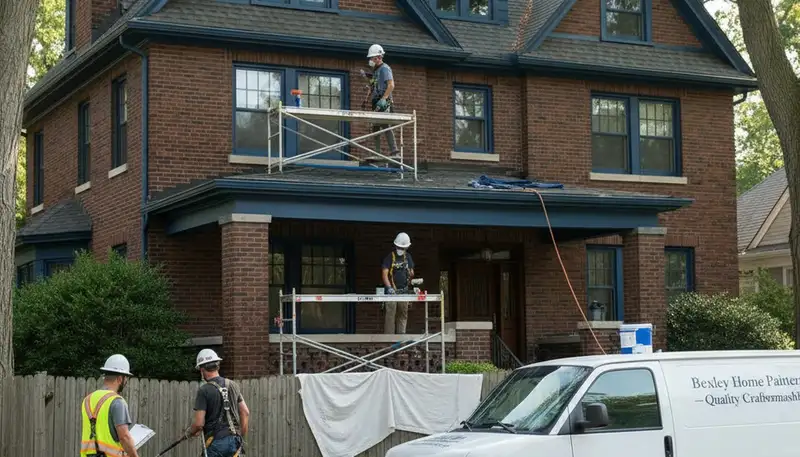 Columbus, OH painting pros on a residential exterior painting project