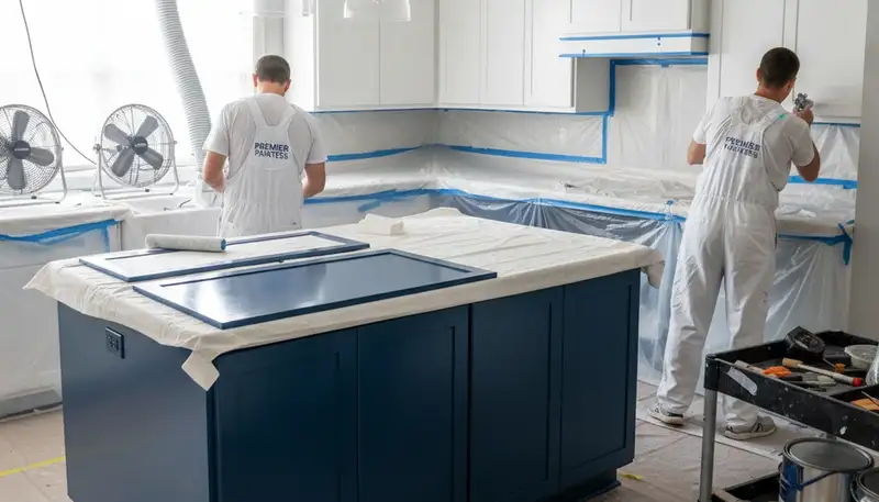 Cabinet painting service in Columbus, OH for kitchens and bathrooms by Columbus Paint Pros