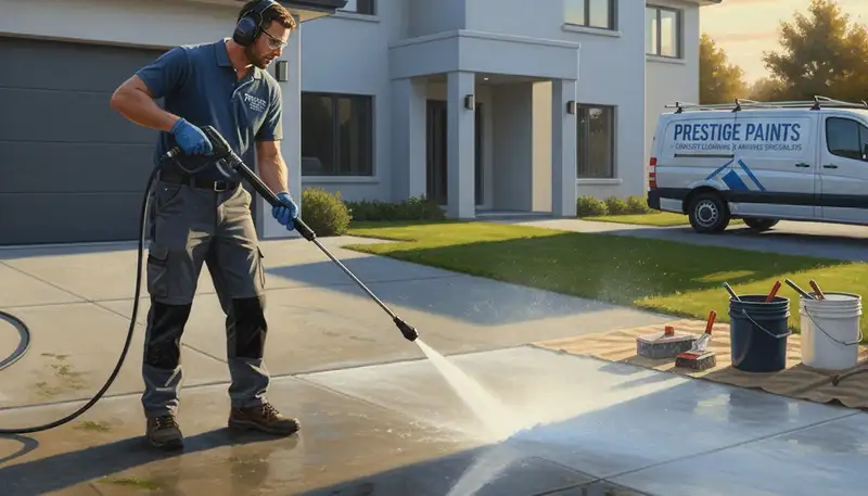 Concrete pressure cleaning in Columbus, OH for driveways and patios by Columbus Paint Pros