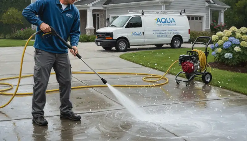 Concrete pressure cleaning in Columbus, OH for driveways and patios by Columbus Paint Pros