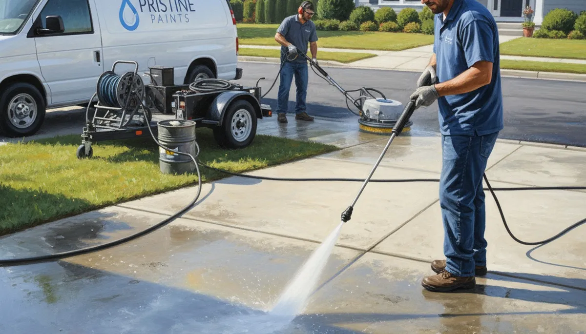 Concrete pressure cleaning in Columbus, OH by Columbus Paint Pros for driveways and patios