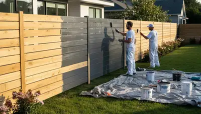 Fence painting service in Columbus, OH protecting and beautifying a wooden fence
