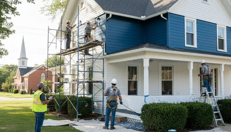 Painting contractors in Columbus, OH preparing a home for professional interior painting